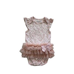 The Chidren's Place Pink Animal Print Baby Girl BodySuit with Tutu 3-6 mths